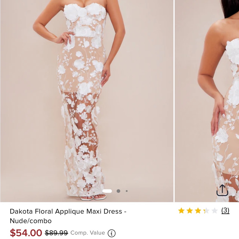 Fashion Nova Cream Tan Strapless Cocktail Gown